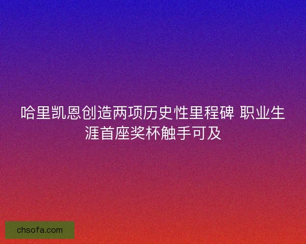 哈里凯恩创造两项历史性里程碑 职业生涯首座奖杯触手可及