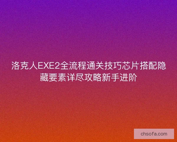 洛克人EXE2全流程通关技巧芯片搭配隐藏要素详尽攻略新手进阶