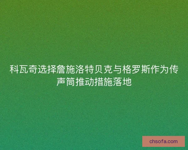 科瓦奇选择詹施洛特贝克与格罗斯作为传声筒推动措施落地