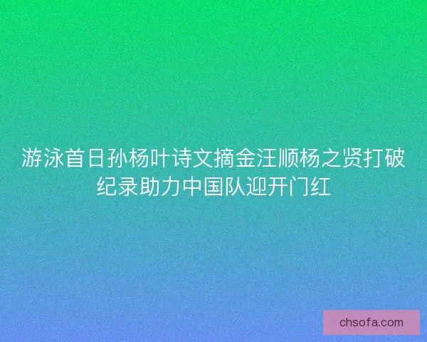 游泳首日孙杨叶诗文摘金汪顺杨之贤打破纪录助力中国队迎开门红 游泳首日孙杨叶诗文摘金汪顺杨之贤打破纪录助力中国队迎开门红