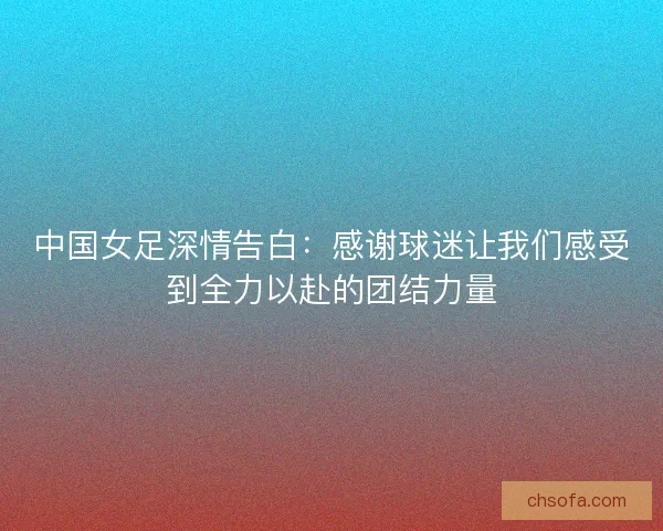 中国女足深情告白:感谢球迷让我们感受到全力以赴的团结力量 中国女足深情告白:感谢球迷让我们感受到全力以赴的团结力量